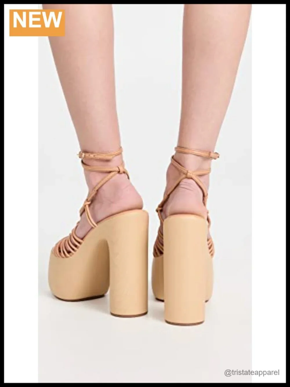 Platform Heeled Sandals Faux Leather Ankle Strap Formal
